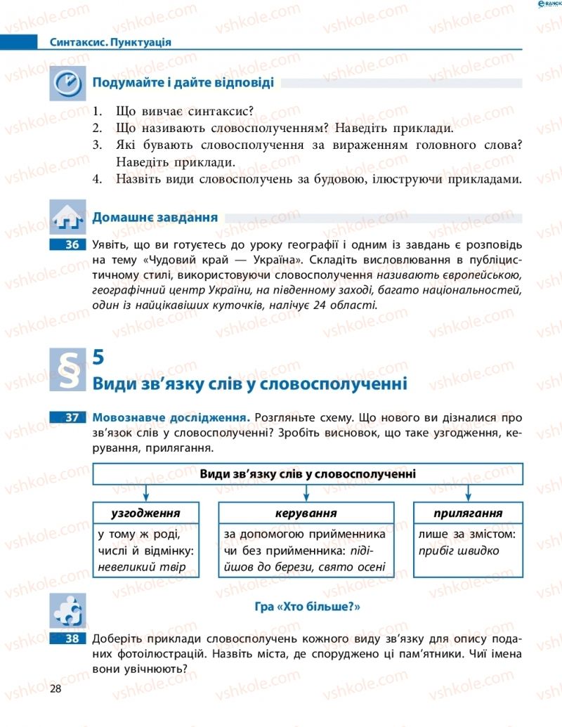 Страница 28 | Підручник Українська мова 8 клас М.І. Пентилюк, І.В. Гайдаєнко, А.І. Ляшкевич, С.А. Омельчук 2016