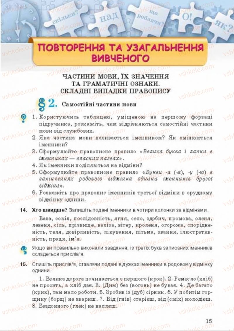 Страница 15 | Підручник Українська мова 8 клас А.А. Ворон, В.А. Солопенко 2016