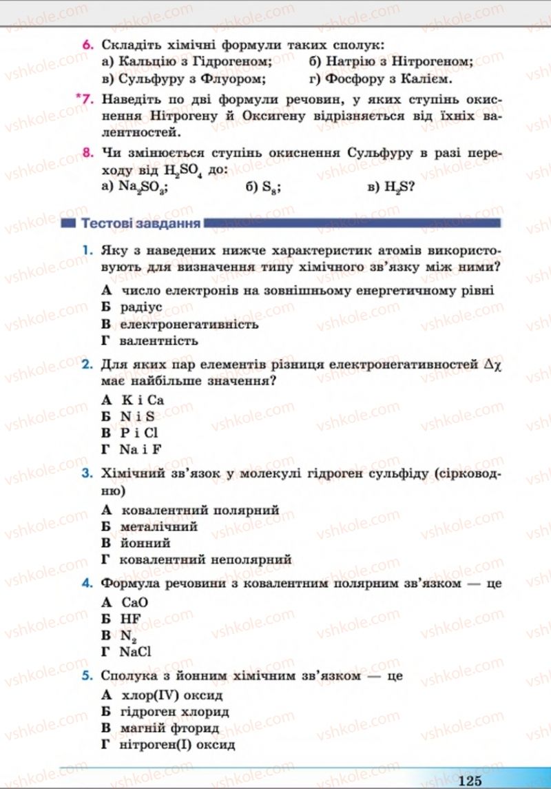 Страница 125 | Підручник Хімія 8 клас А.М. Бутенко 2016 Поглиблене вивчення