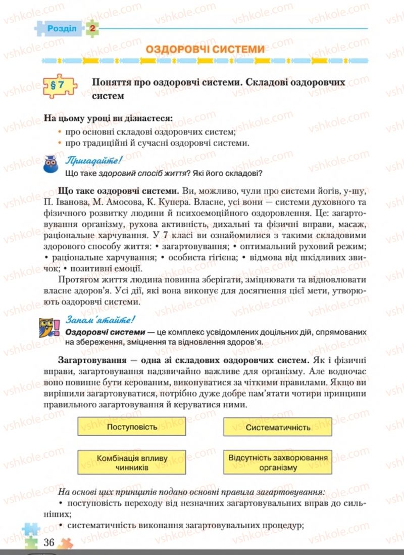 Страница 36 | Підручник Основи здоров'я 8 клас Н.М. Поліщук 2016