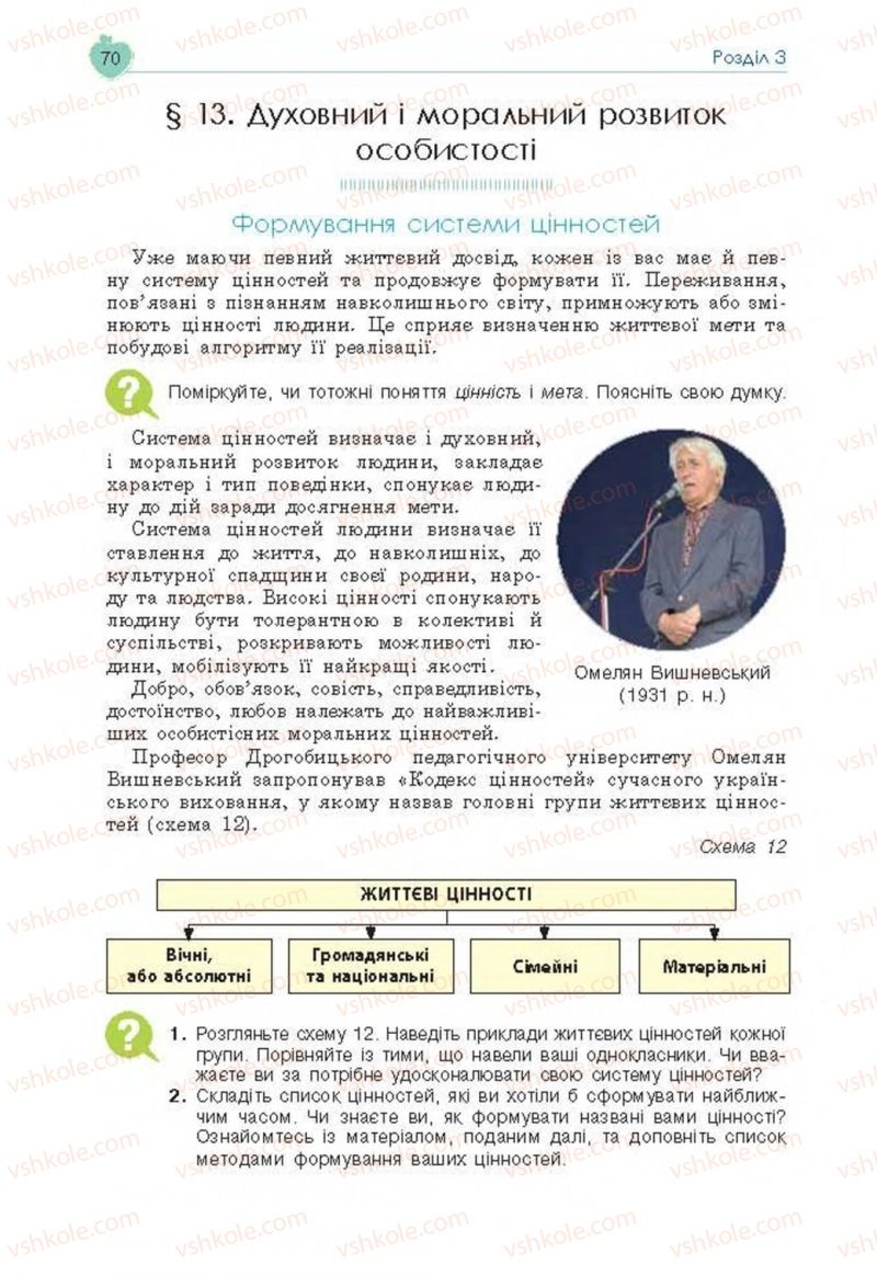 Страница 70 | Підручник Основи здоров'я 8 клас Н.І. Гущина, С.В. Василенко, Л.П. Колотій 2016