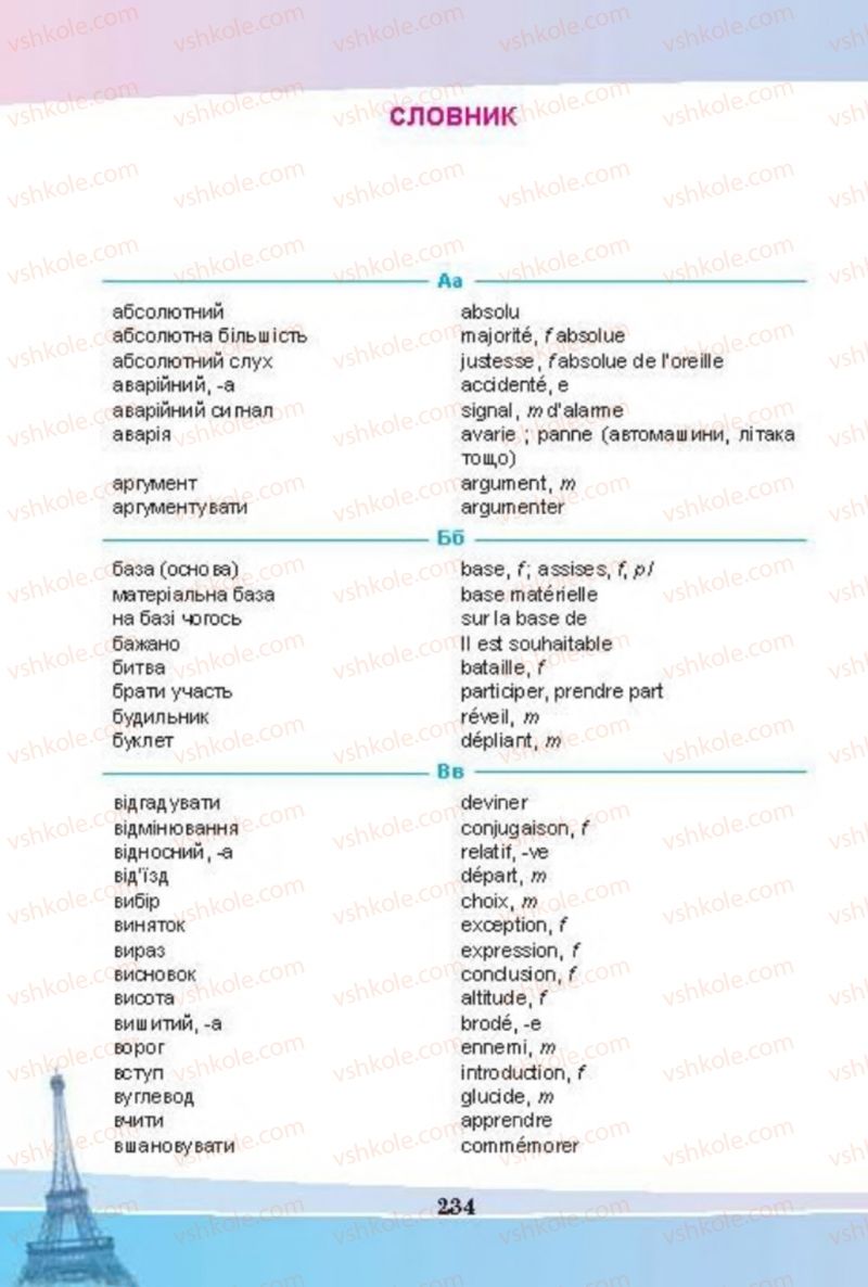 Страница 234 | Підручник Французька мова 8 клас Н.П. Чумак, Т.В. Кривошеєва 2016 4 рік навчання