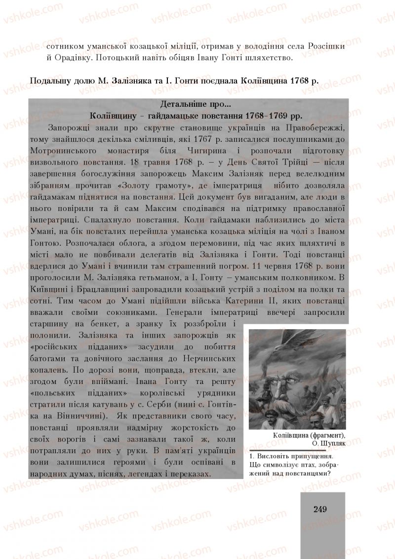 Страница 249 | Підручник Історія України 8 клас І.О. Бурнейко, О.В. Наумчук, М.Є. Крижановська 2016