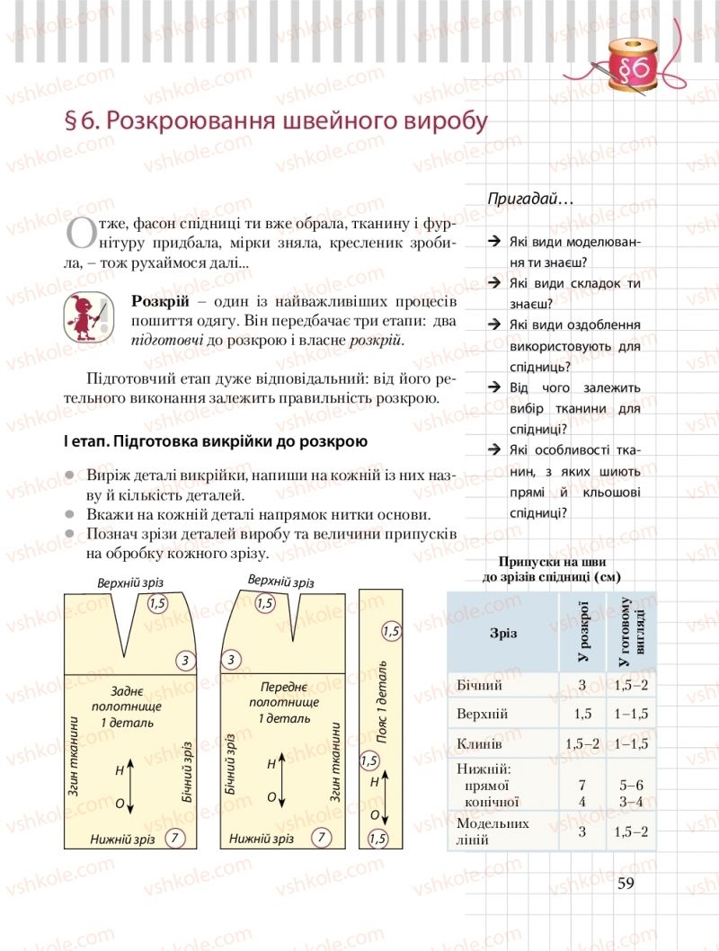 Страница 59 | Підручник Трудове навчання 8 клас Б.М. Терещук, О.Ю. Медвідь, Ю.М. Приходькой 2016 Обслуговуючі види праці