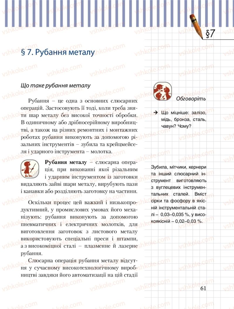 Страница 61 | Підручник Трудове навчання 8 клас Б.М. Терещук, М.А. Захаревичй 2016 Технічні види праці