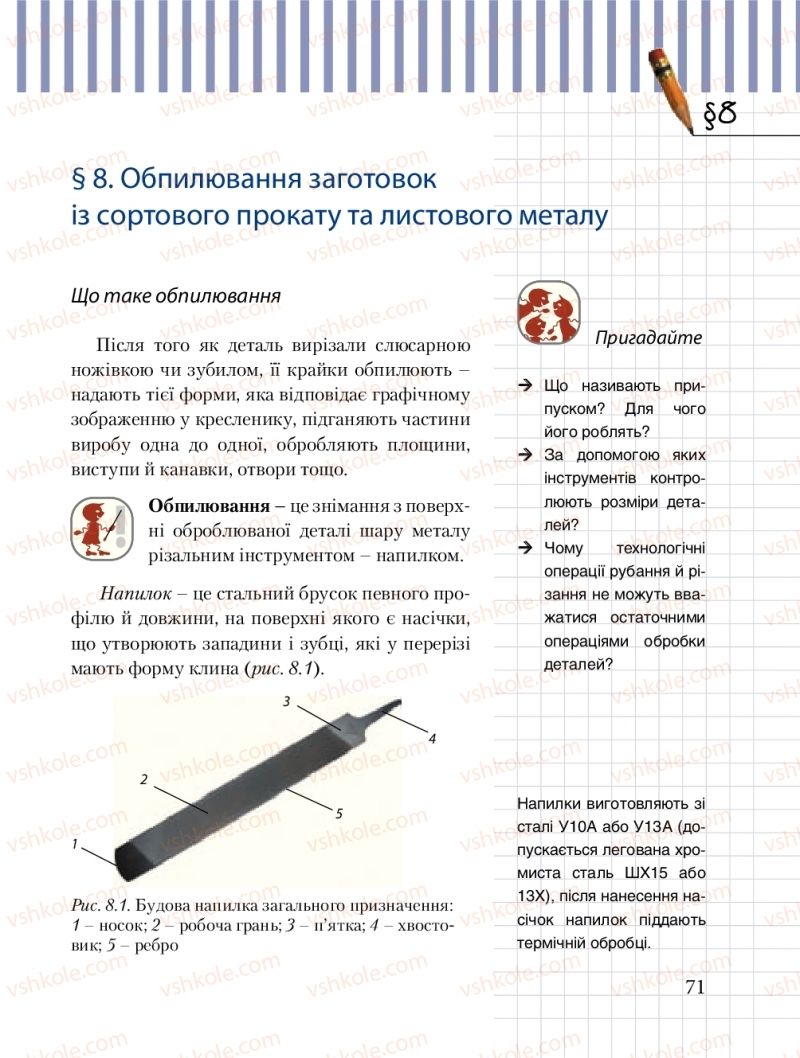 Страница 71 | Підручник Трудове навчання 8 клас Б.М. Терещук, М.А. Захаревичй 2016 Технічні види праці