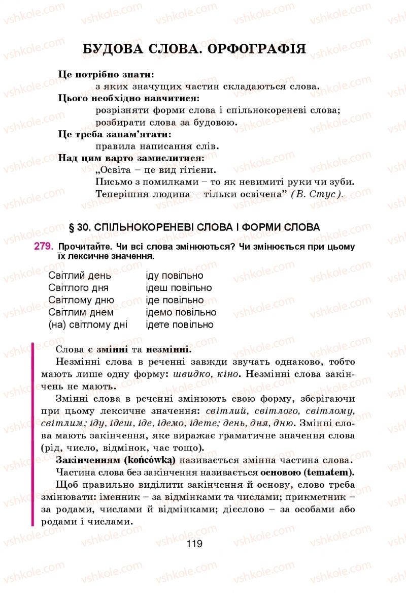 Страница 119 | Підручник Українська мова 5 клас Н.М. Тушніцка, М.Б. Пилип 2013
