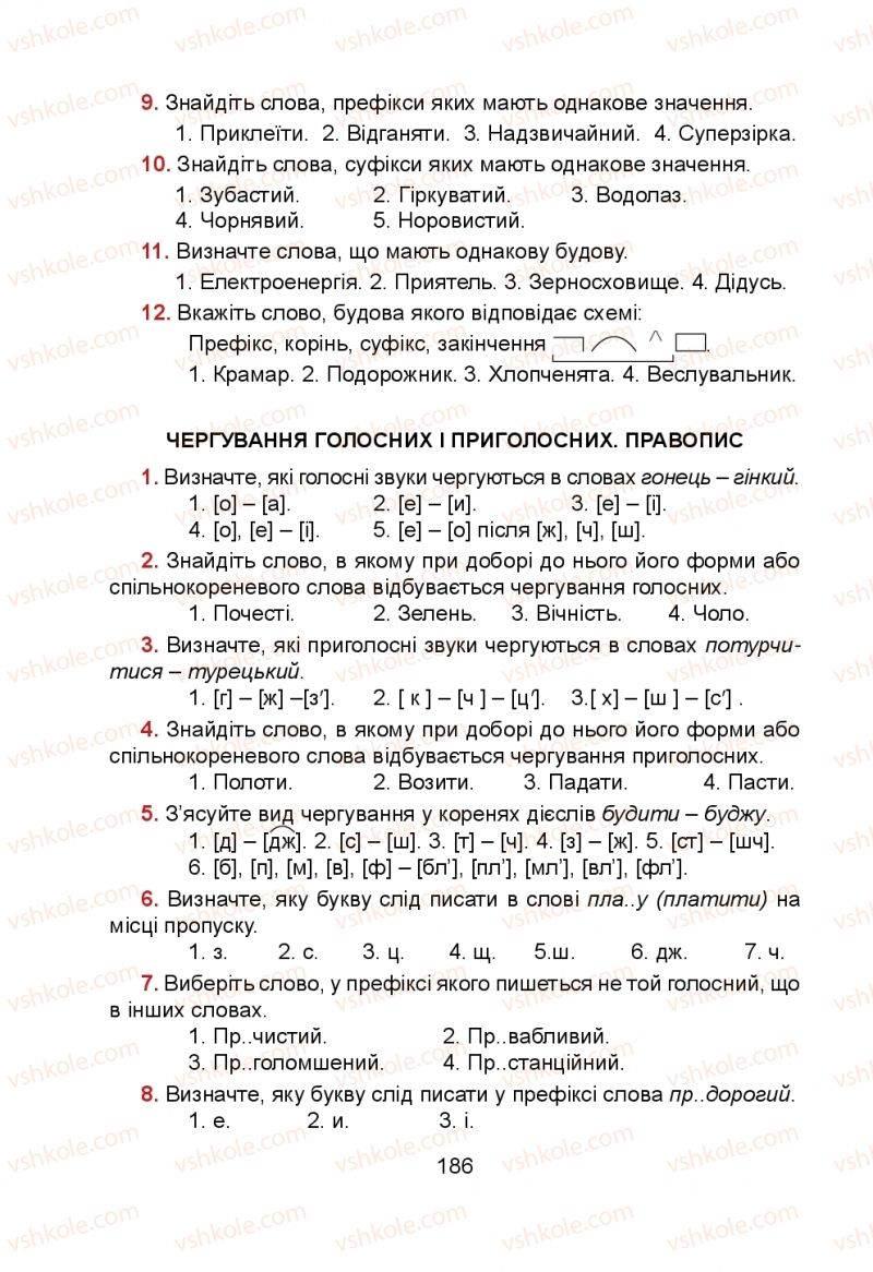 Страница 186 | Підручник Українська мова 5 клас Н.М. Тушніцка, М.Б. Пилип 2013