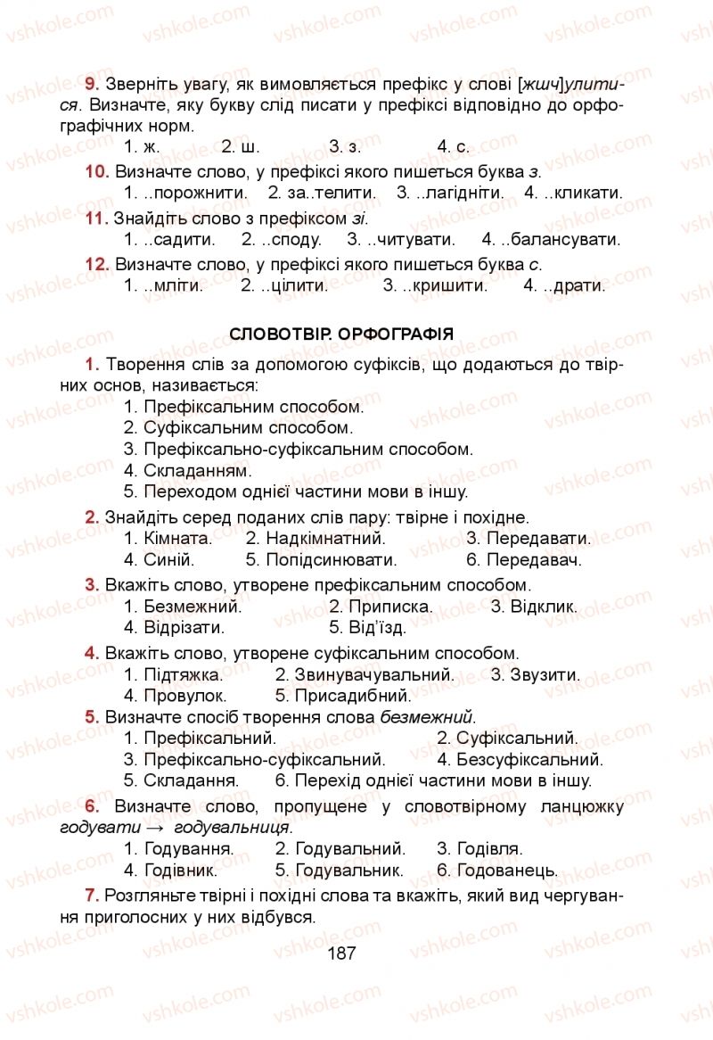 Страница 187 | Підручник Українська мова 5 клас Н.М. Тушніцка, М.Б. Пилип 2013
