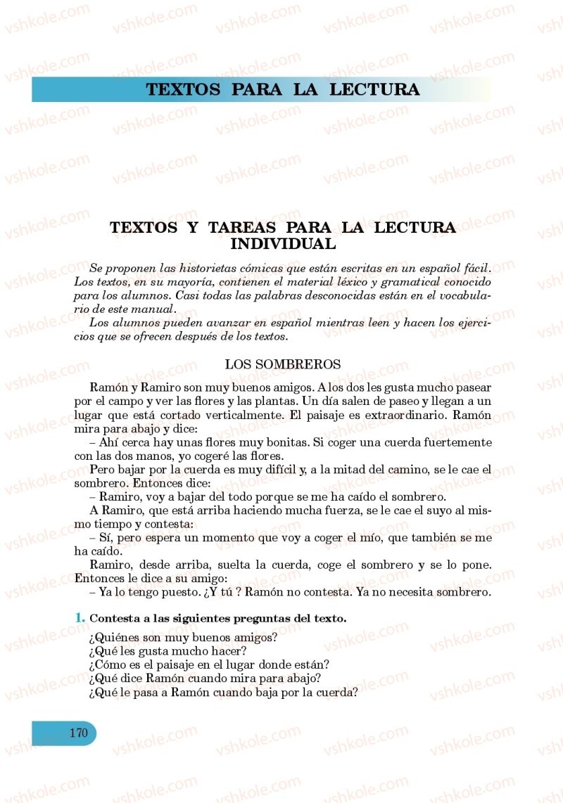 Страница 170 | Підручник Іспанська мова 6 клас В.Г. Редько, В.І. Береславська 2014 6 рік навчання