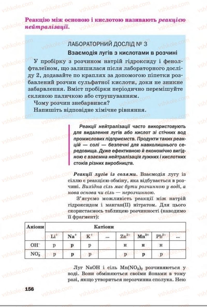 Страница 156 | Підручник Хімія 8 клас П.П. Попель, Л.С. Крикля 2016