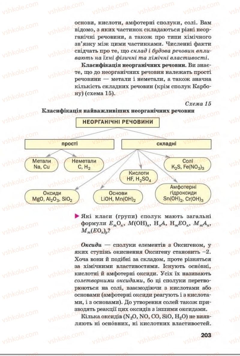 Страница 203 | Підручник Хімія 8 клас П.П. Попель, Л.С. Крикля 2016