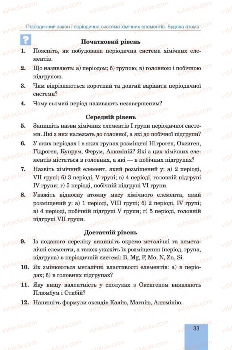 Страница 33 | Підручник Хімія 8 клас Л.С. Дячук, М.М. Гладюк 2016