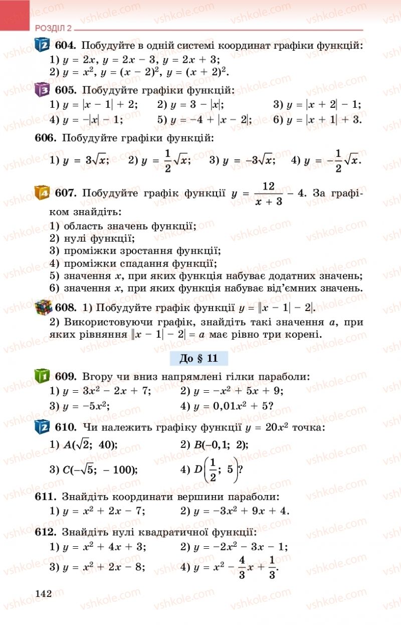 Страница 142 | Підручник Алгебра 9 клас О.С. Істер 2017