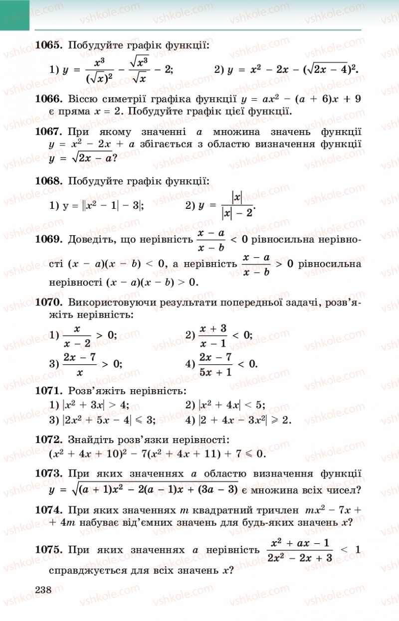 Страница 238 | Підручник Алгебра 9 клас О.С. Істер 2017