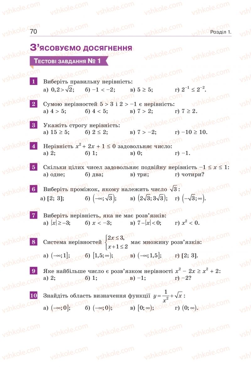 Страница 70 | Підручник Алгебра 9 клас Г.П. Бевз, В.Г. Бевз 2017