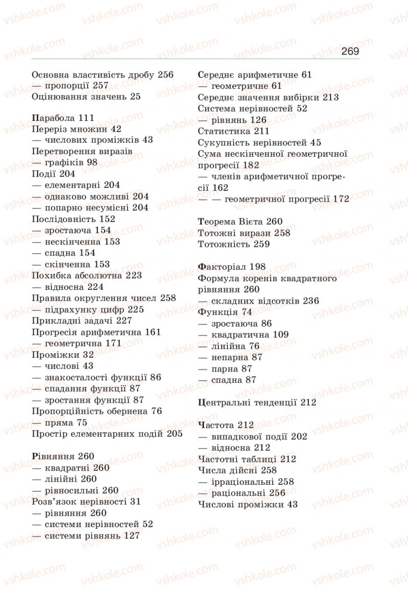 Страница 269 | Підручник Алгебра 9 клас Г.П. Бевз, В.Г. Бевз 2017