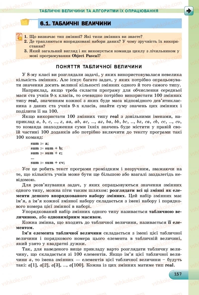 Страница 157 | Підручник Інформатика 9 клас Й.Я. Ривкінд, Т.І. Лисенко, Л.А. Чернікова, В.В. Шакотько 2017