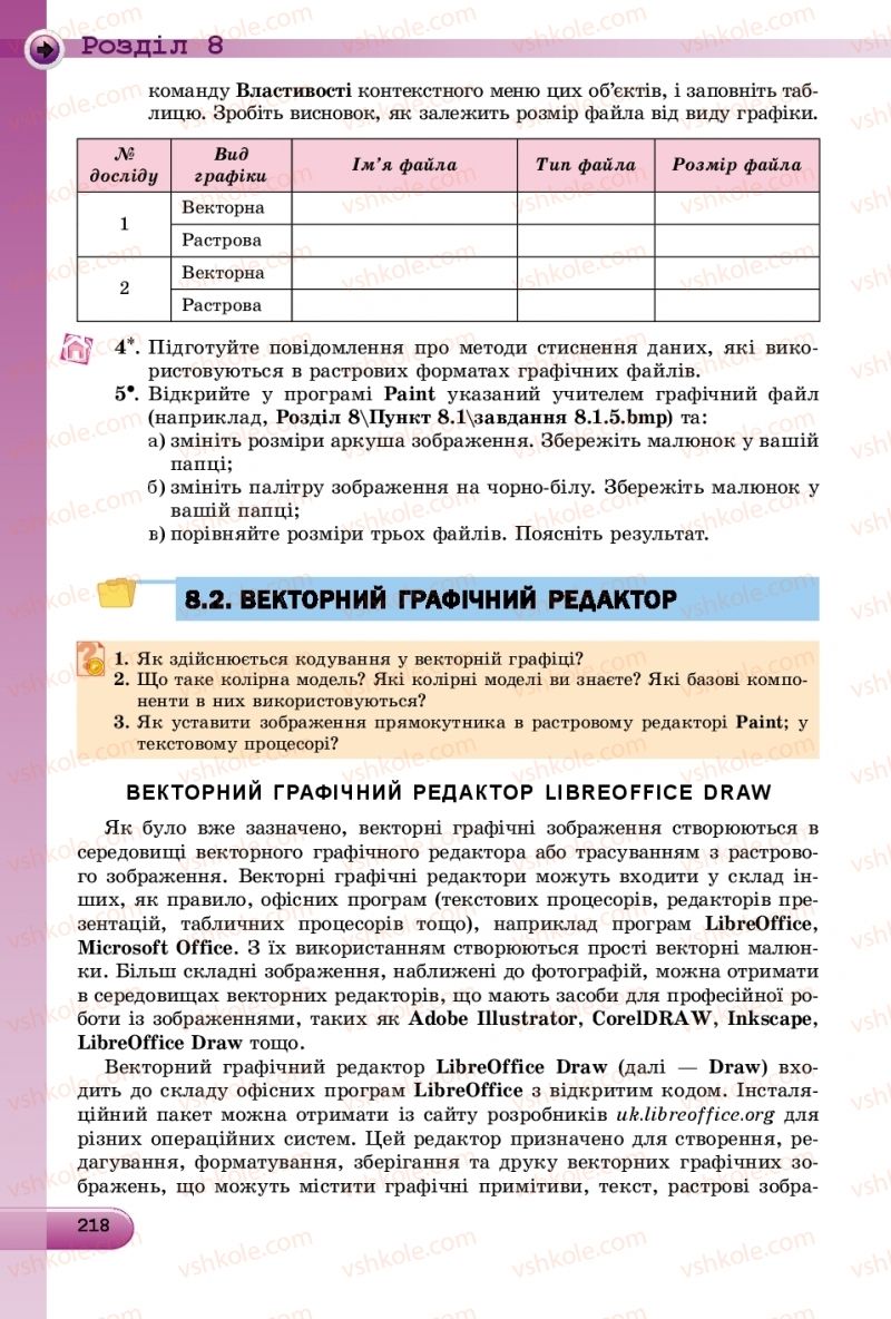 Страница 218 | Підручник Інформатика 9 клас Й.Я. Ривкінд, Т.І. Лисенко, Л.А. Чернікова, В.В. Шакотько 2017