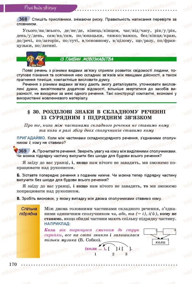 Страница 170 | Підручник Українська мова 9 клас О.В. Заболотний, В.В. Заболотний 2017