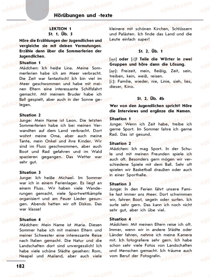 Страница 182 | Підручник Німецька мова 9 клас С.І. Сотникова, Г.В. Гоголєва 2017 5-й рік навчання