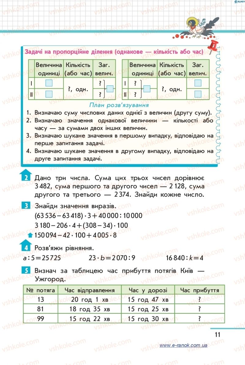 Страница 11 | Підручник Математика 4 клас С.О. Скворцова, О.В. Онопрієнко 2015 2 частина