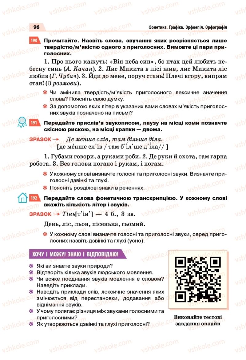 Страница 96 | Підручник Українська мова 5 клас О.П. Глазова 2018