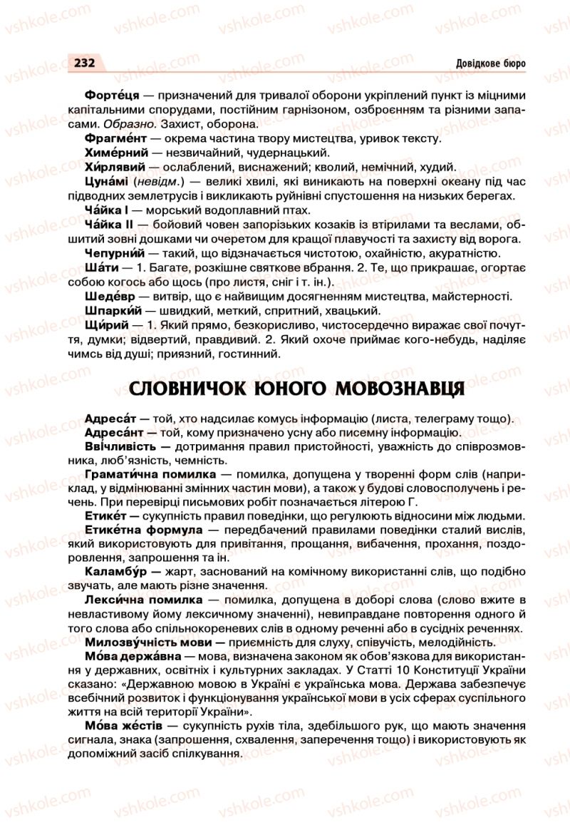 Страница 232 | Підручник Українська мова 5 клас О.П. Глазова 2018