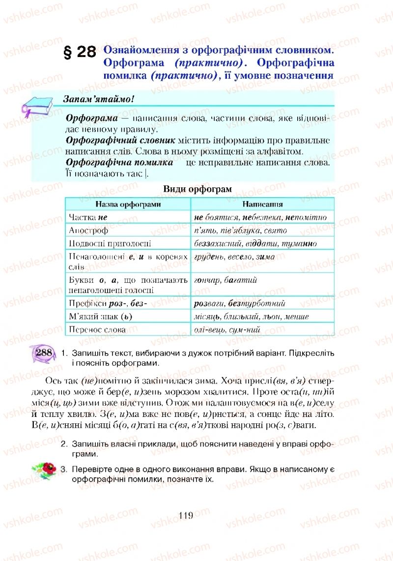 Страница 119 | Підручник Українська мова 5 клас С.Я. Єрмоленко, В.Т. Сичова 2018