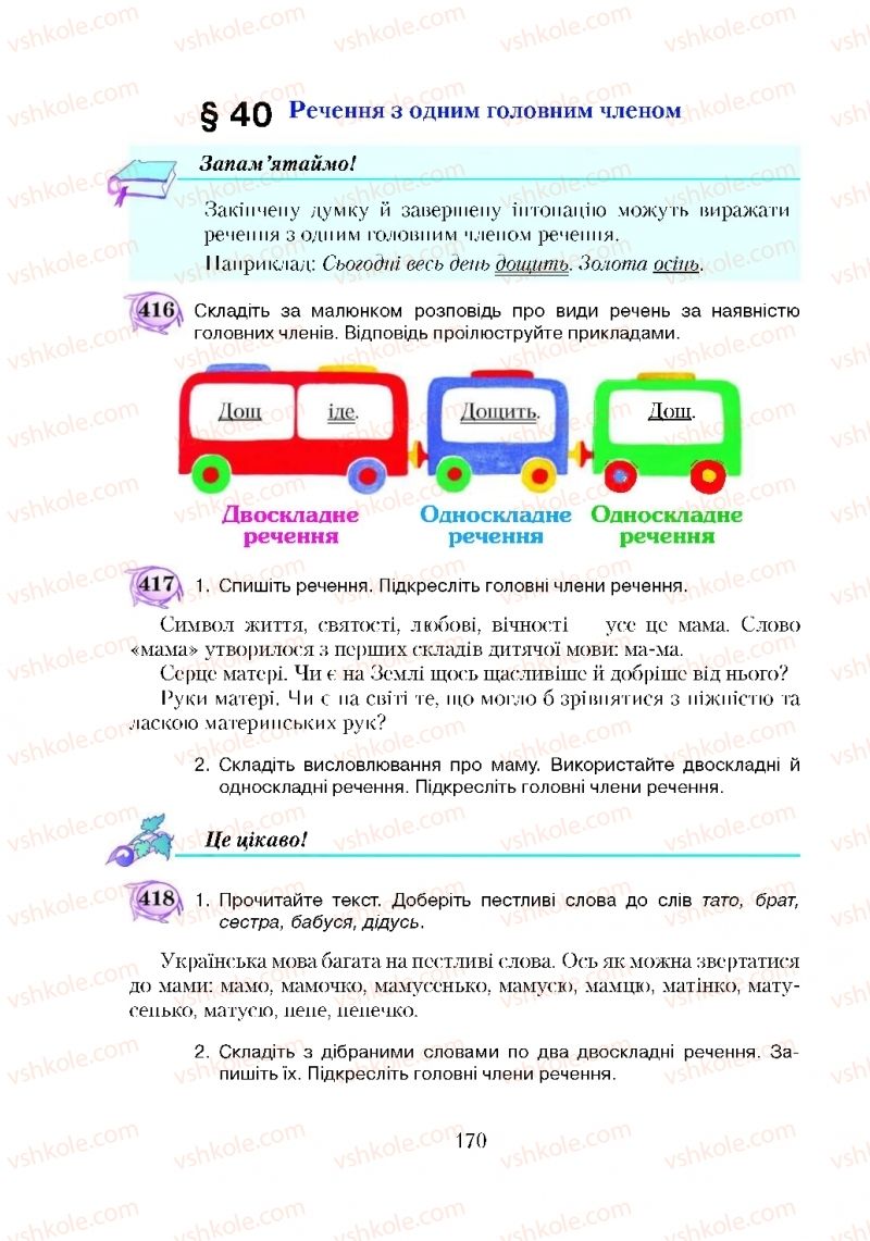 Страница 170 | Підручник Українська мова 5 клас С.Я. Єрмоленко, В.Т. Сичова 2018