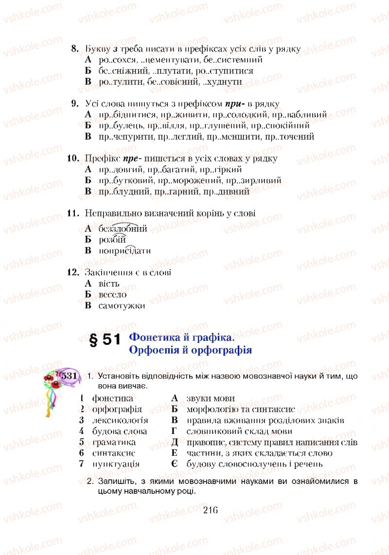 Страница 216 | Підручник Українська мова 5 клас С.Я. Єрмоленко, В.Т. Сичова 2018