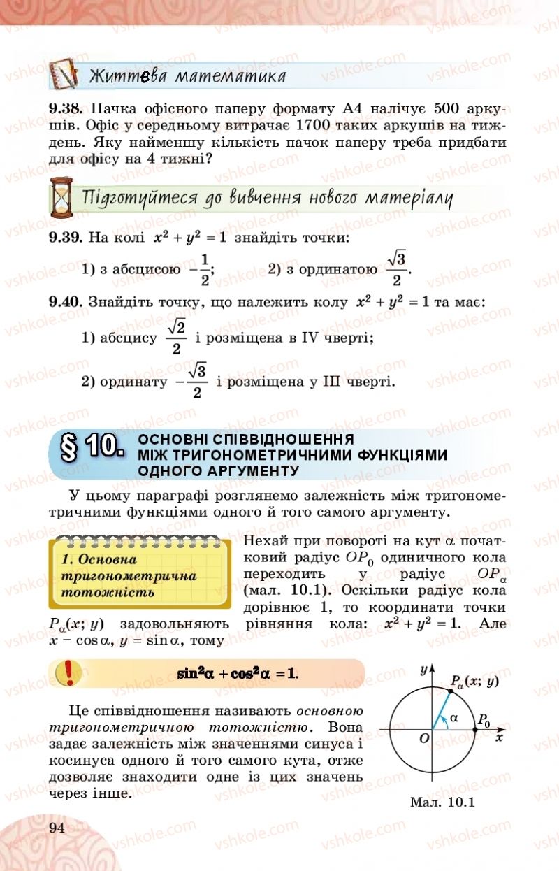 Страница 94 | Підручник Математика 10 клас О.С. Істер 2018