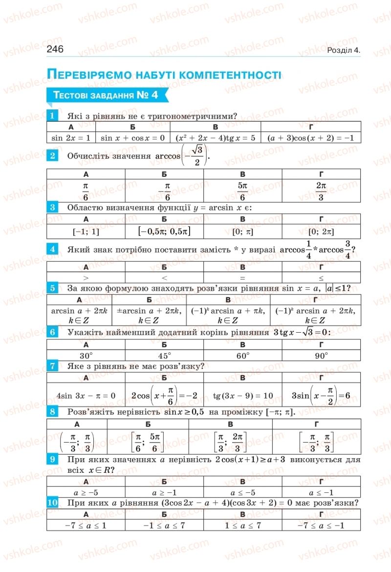 Страница 246 | Підручник Алгебра 10 клас  Г.П. Бевз, В.Г. Бевз, Н.Г. Владімірова 2018 Профільний рівень