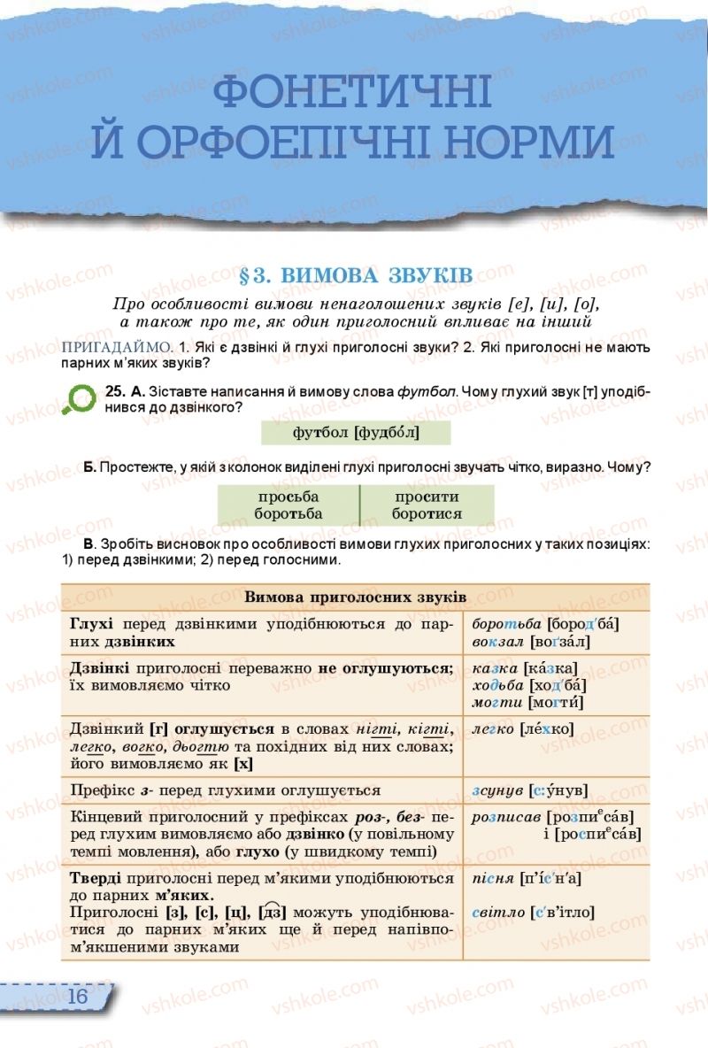 Страница 16 | Підручник Українська мова 10 клас О.В. Заболотний, В.В. Заболотний 2018 На російській мові