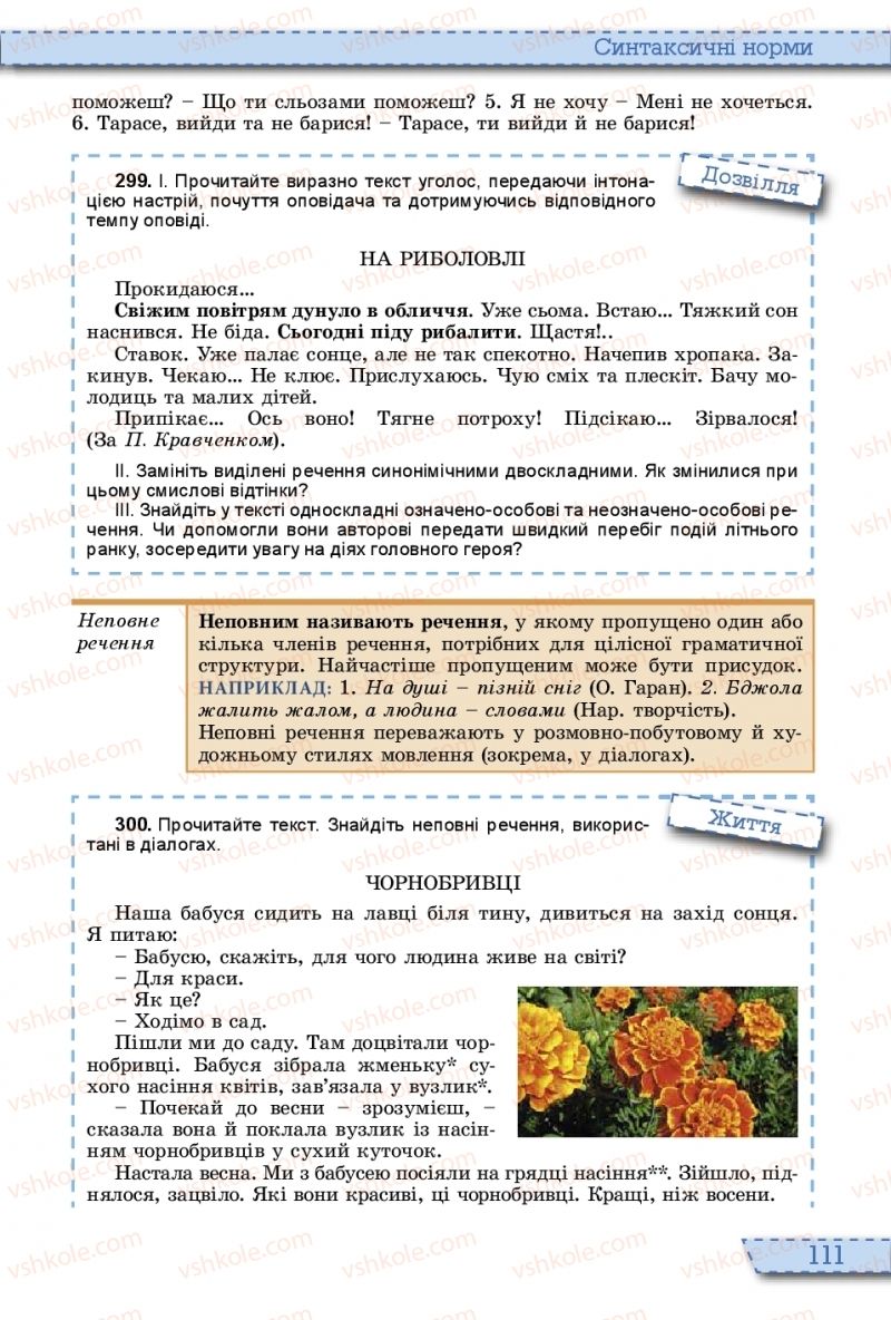 Страница 111 | Підручник Українська мова 10 клас О.В. Заболотний, В.В. Заболотний 2018 На російській мові