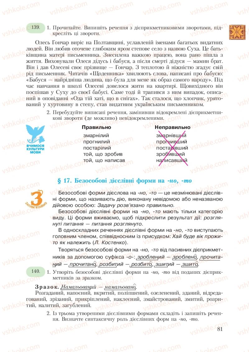 Страница 81 | Підручник Українська мова 7 клас С.Я. Єрмоленко, В.Т. Сичова 2007