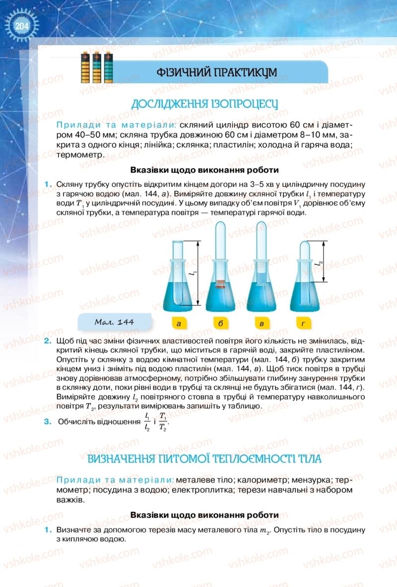 Страница 204 | Підручник Фізика 10 клас Т.М. Засєкіна, Д.О. Засєкін 2018 Рівень стандарту