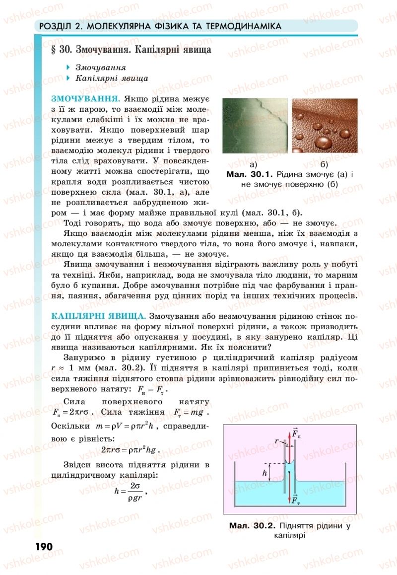 Страница 190 | Підручник Фізика 10 клас М.В. Головко, Ю.С. Мельник, Л.В. Непорожня 2018