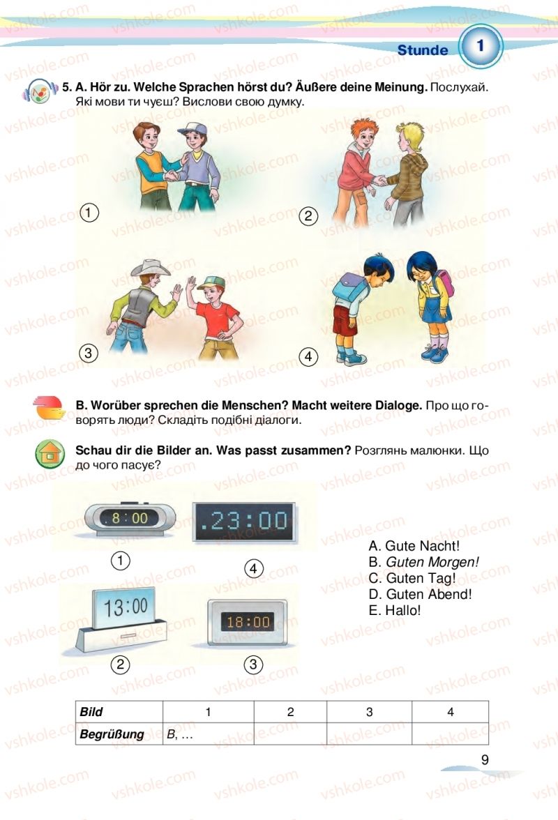 Страница 9 | Підручник Німецька мова 5 клас М.М. Сидоренко, О.А. Палій 2018