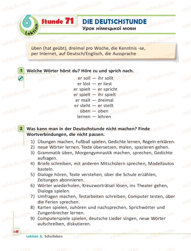 Страница 148 | Підручник Німецька мова 5 клас С.І. Сотникова, Г.В. Гоголєва 2018 5 рік навчання