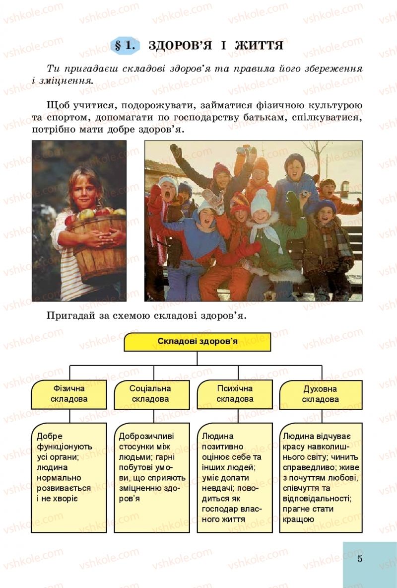 Страница 5 | Підручник Основи здоров'я 5 клас Т.Є. Бойченко, С.В. Василенко, Н.І. Гущина 2018